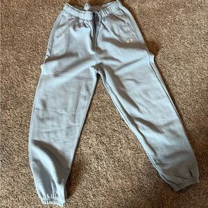 ALO Yoga Gray Track Pants with Elastic Cuffs and Drawstring Waist